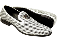 Stacy Adams Men Shoes Swagger Studded Slip On Satin Black White Formal 25228-111