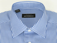 Men Mondego 100% Cotton Dress Sport Classic Business shirt A700 Royal Blue Strip