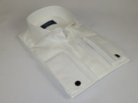Men Sateen Cotton Blend Shirt Manschett Quesste Turkey Slim Fit 4130-02 Ivory