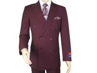 Men Apollo King Double Breasted Suit Classic Peak Lapel Pleated DM29 Burgundy