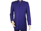 Mens Apollo  King  Banded Collarless suit Chinese Mandarin Wide leg AG95 Purple