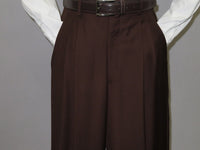 Mens Apollo  King  Banded Collarless suit Chinese Mandarin Wide leg AG94 Brown