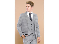 Men 3pc European Vested Suit WESSI by J.VALINTIN Extra Slim Fit JV44 Houndstooth