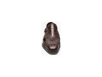 Men's Stacy Adams Calvino Leather Sole City Sandal Animal Print Cognac 25577-221