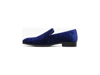 Men's Stacy Adams Saunders Debossed Velour Slip On Comfort Shoes Royal 25581-432