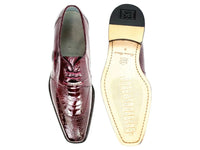 Belvedere Siena Men's Shoes Genuine Ostrich Lace Up Burgundy 1463