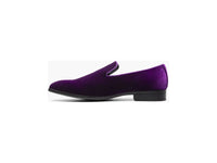 Stacy Adams Savion Plain Toe Velour Slip On Party Shoes Purple 25613-542
