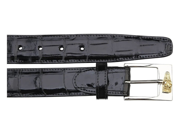 Men's Belvedere Genuine Alligator Belt Dressy Style 2008 Hand Made Black