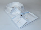 Men 100% Italian Cotton Shirt No Iron SORRENTO Slim Fit Spread Collar 2740 White