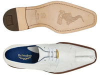 Men's Belvedere Shoes Valter Genuine Caiman Crocodile and Lizard White 1480