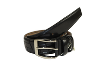 Men Genuine Leather Belt PIERO ROSSI Turkey Soft Full Grain Stitched #137 Black
