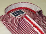 Men Oscar Banks Turkey Shirt All Egyptian Cotton Wrinkle less 5848-01 Red Check
