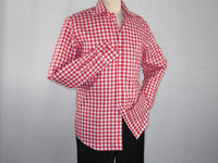 Men Oscar Banks All Cotton Shirt English Spread Collar Plaid Checker 5949 Red