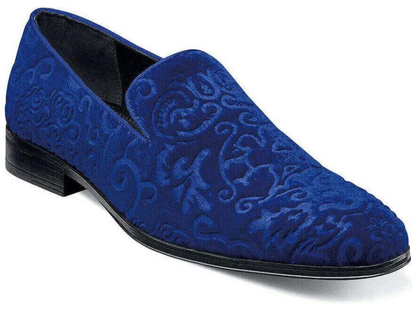 Men's Stacy Adams Saunders Debossed Velour Slip On Comfort Shoes Royal 25581-432