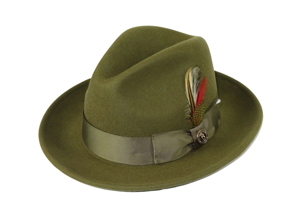 Men Bruno Capelo Hat Australian Wool Fedora Untouchable EXECUTIVE EX325 Olive