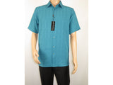 Men Short Sleeve Sport Shirt by BASSIRI Light Weight Soft Microfiber 60081 Teal