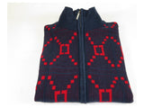 Men SILVERSILK Fancy Thick Sweater Jacket Zipper Pockets Mock Neck 4202 Navy Red