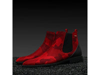 Men TAYNO Chelsea Chukka Micro Suede Soft Comfortable Boot Victorian Red Camo