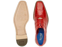 Men Belvedere Shoes Mare Genuine Ostrich Eel Leather Lace up Ant. Red  2P7