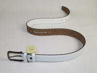 Men Genuine Leather Belt PIERO ROSSI Turkey Soft Full Grain Hand Stitch 301White