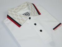 Men Sports Shirt DE-NIKO Short Sleeves Cotton Fashion Polo Shirt DBK113 White