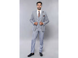 Men 3pc Vest Suit WESSI by J.VALINTIN Extra Slim Fit JV42 Blue Plaid TURKEY USA