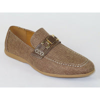 men Comfort Shoes AC CASUALS Upper Slip On Linen Fabric Texture 6816 Brown New
