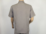 Men Silversilk 2pc walking leisure Matching Suit Italian woven knits 51016 Gray