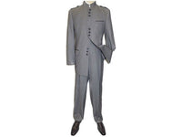 Mens Apollo  King  Banded Collarless suit Chinese Mandarin Wide leg AG93 Gray
