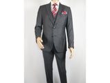 Men Suit BERLUSCONI Turkey 100% Italian Wool Super 180's Vested #Ber2 Charcoal