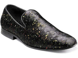 Mens Stacy Adams Stellar Plain Toe Glitter Slip On Shoes Black 25534-001