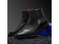 Men TAYNO Chelsea Chukka Soft Comfortable Leather Zip up Boot Coupe Black