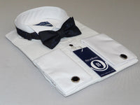Mens Oscar Banks Turkish Formal Tuxedo Shirt Cotton Wing Tip Bow tie 5504 White
