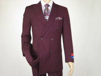 Men Apollo King Double Breasted Suit Classic Peak Lapel Pleated DM29 Burgundy