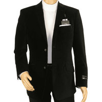 Men's Soft Cotton Velvet Blazer Jacket Two Button GEORGIO COSANI 491 Black Sale