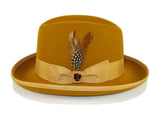 Men Bruno Capelo Dress Formal Hat Australian Wool Homburg Godfather GF114 Gold