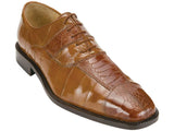 Men Belvedere Shoes Mare Genuine Ostrich Eel Leather Lace up Camel  2P7 Brown