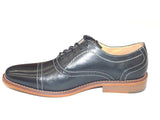 Men Bass Usa Leather Classic Dress shoe Cap toe Lace 70-10134 Carnell Black