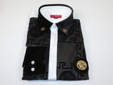 Men Sports Shirt by DE-NIKO Medallion Lion design Satin Cotton 2023 White Slim