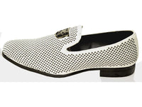 Stacy Adams Men Shoes Swagger Studded Slip On Satin Black White Formal 25228-111