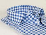 Men 100% Cotton Shirt Manschett Quesste Turkey Slim Fit 6012-05 Med Blue Checker