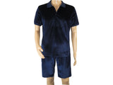 Men 2pc Stacy Adams leisure jogging suit Shorts Set Summer 3820 Navy Velvet