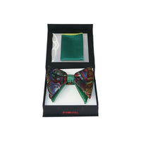 Mens Formal Bow Tie Hankie Insomnia Shiny Floral Butterfly MZS305 Green Red New