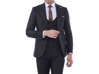 Men 3pc Vested Suit European WESSI by J.VALINTIN European Slim Fit 127-13 Black